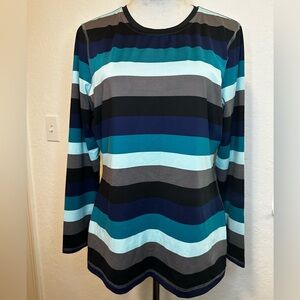 Lands’ End Striped Performance Athletic Longsleeve Moisture Wicking Size M 10-12